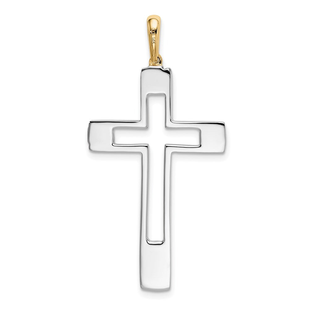 14k Two-tone Gold Fancy Cross Pendant