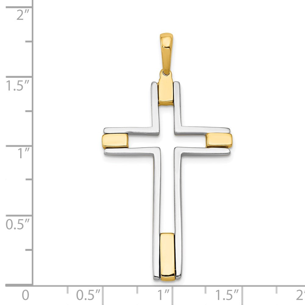 14k Two-tone Gold Fancy Cross Pendant
