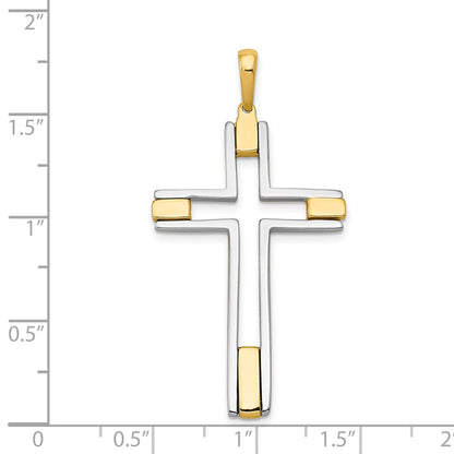 14k Two-tone Gold Fancy Cross Pendant