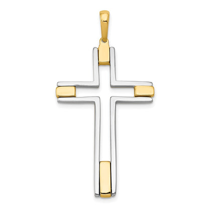 14k Two-tone Gold Fancy Cross Pendant