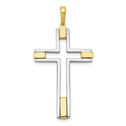 14k Two-tone Gold Fancy Cross Pendant