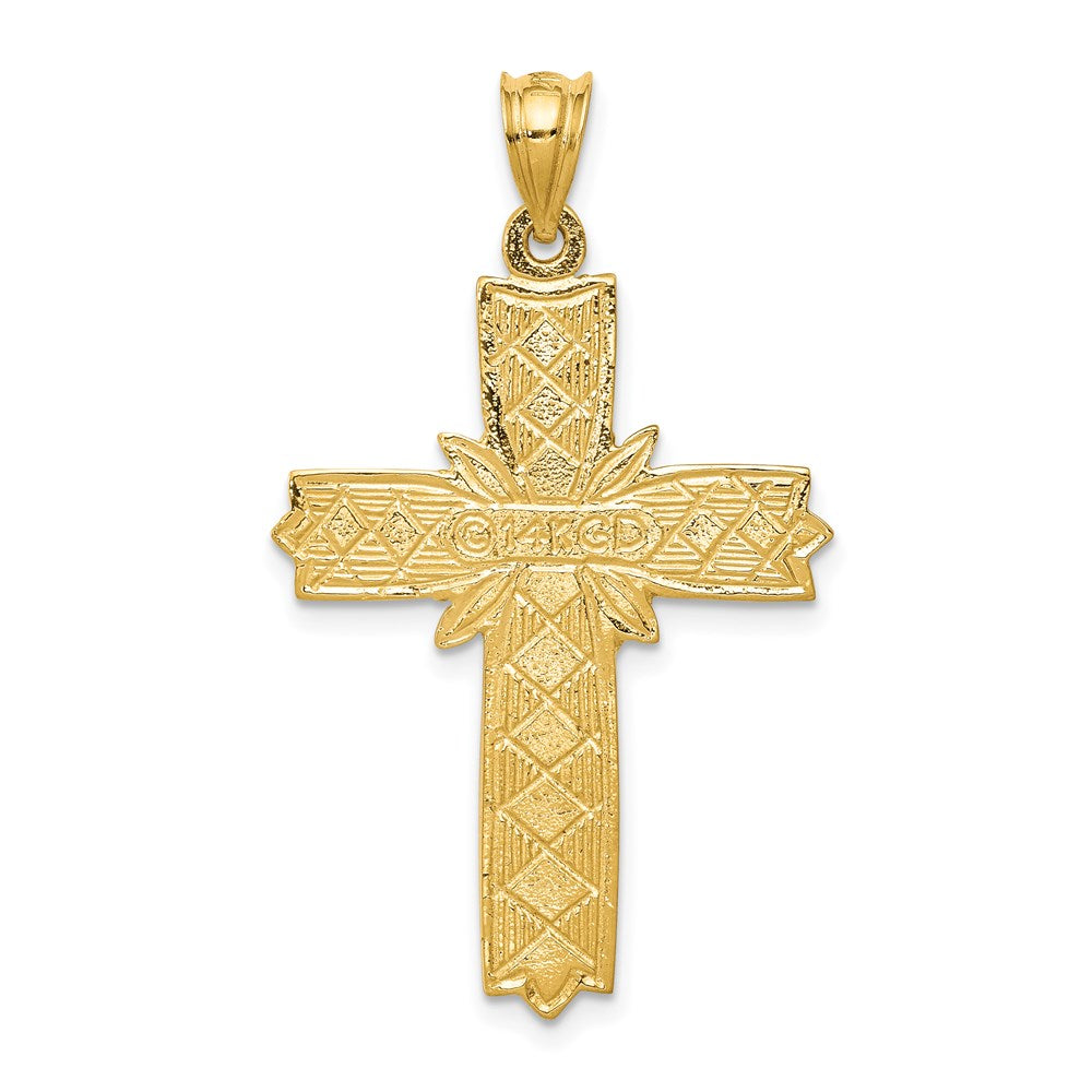14k Yellow Gold Enameled Latin Cross Pendant