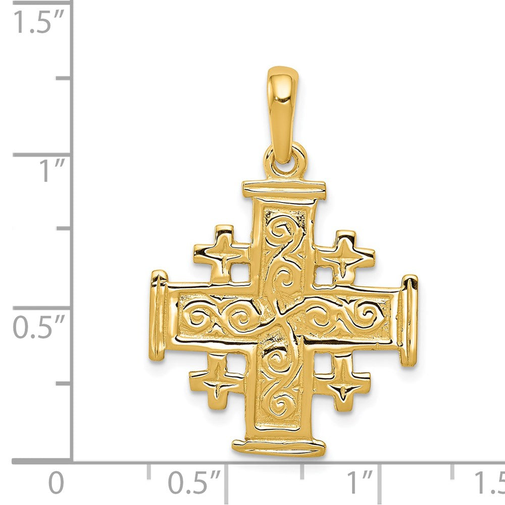 14k Yellow Gold Jerusalem Cross Pendant