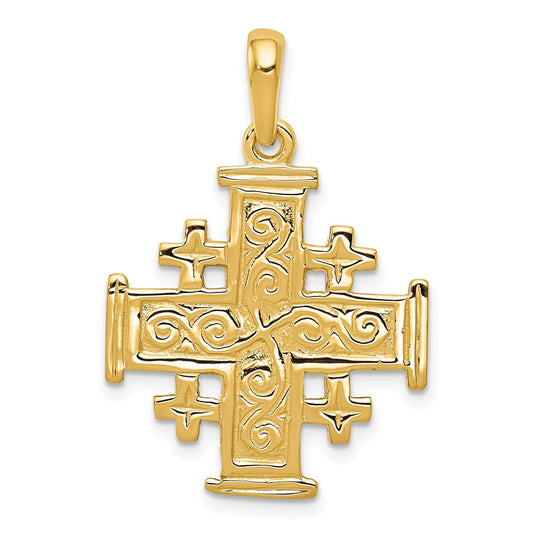 14k Yellow Gold Jerusalem Cross Pendant