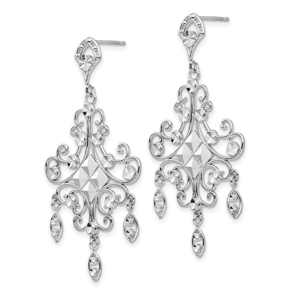 14k White Gold Filigree Chandelier Earrings