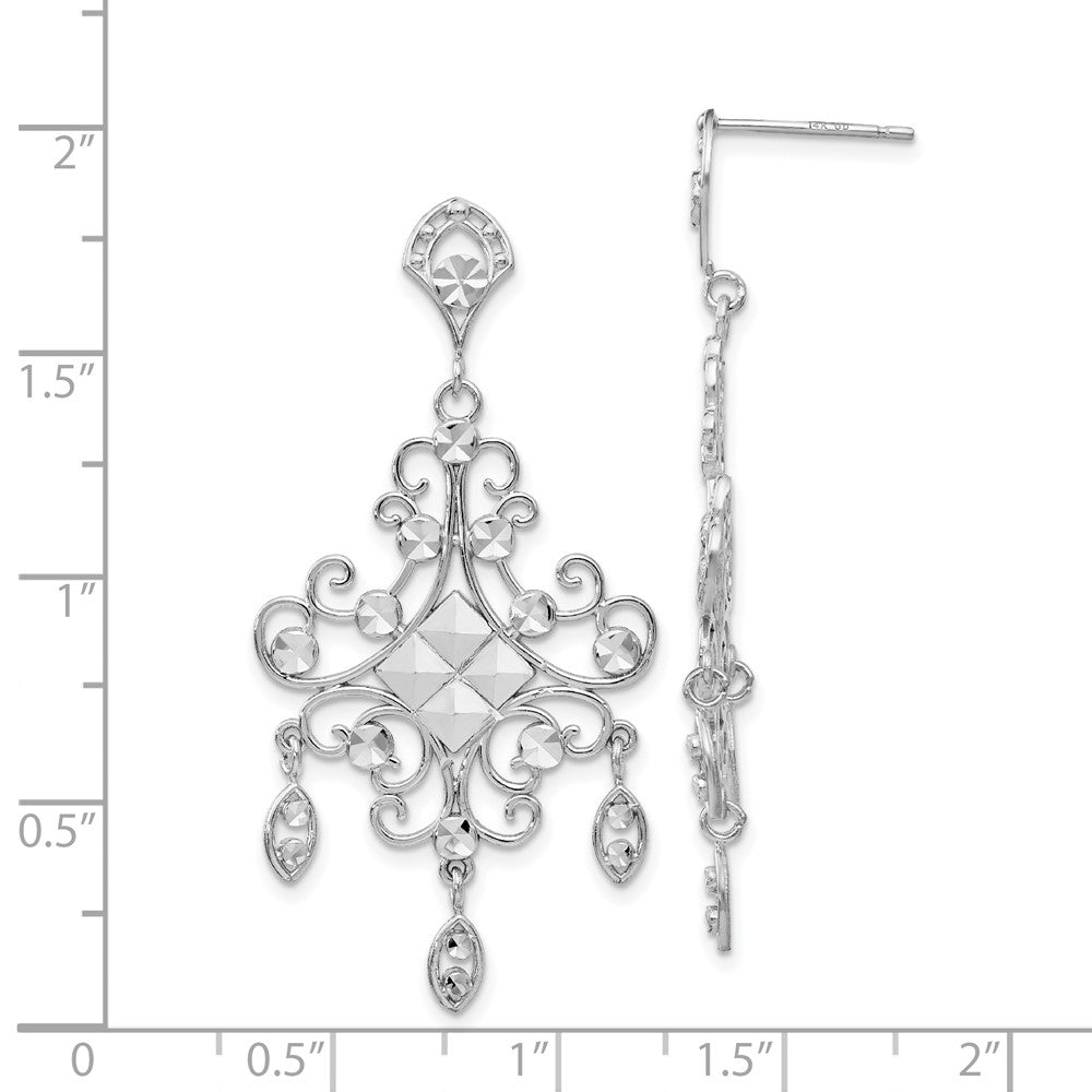 14k White Gold Filigree Chandelier Earrings