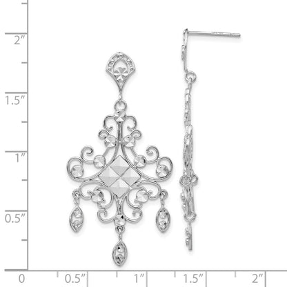 14k White Gold Filigree Chandelier Earrings