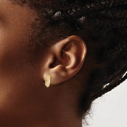 14k Yellow & Rhodium Gold and Rhodium Flip Flop Earrings