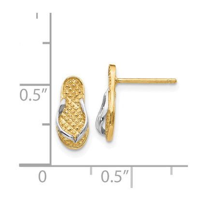 14k Yellow & Rhodium Gold and Rhodium Flip Flop Earrings