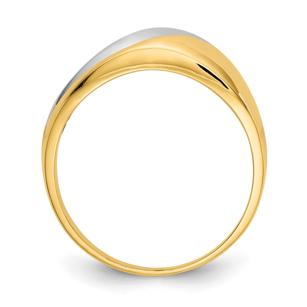 14k yellow gold w rhodium polished wave ring k1449