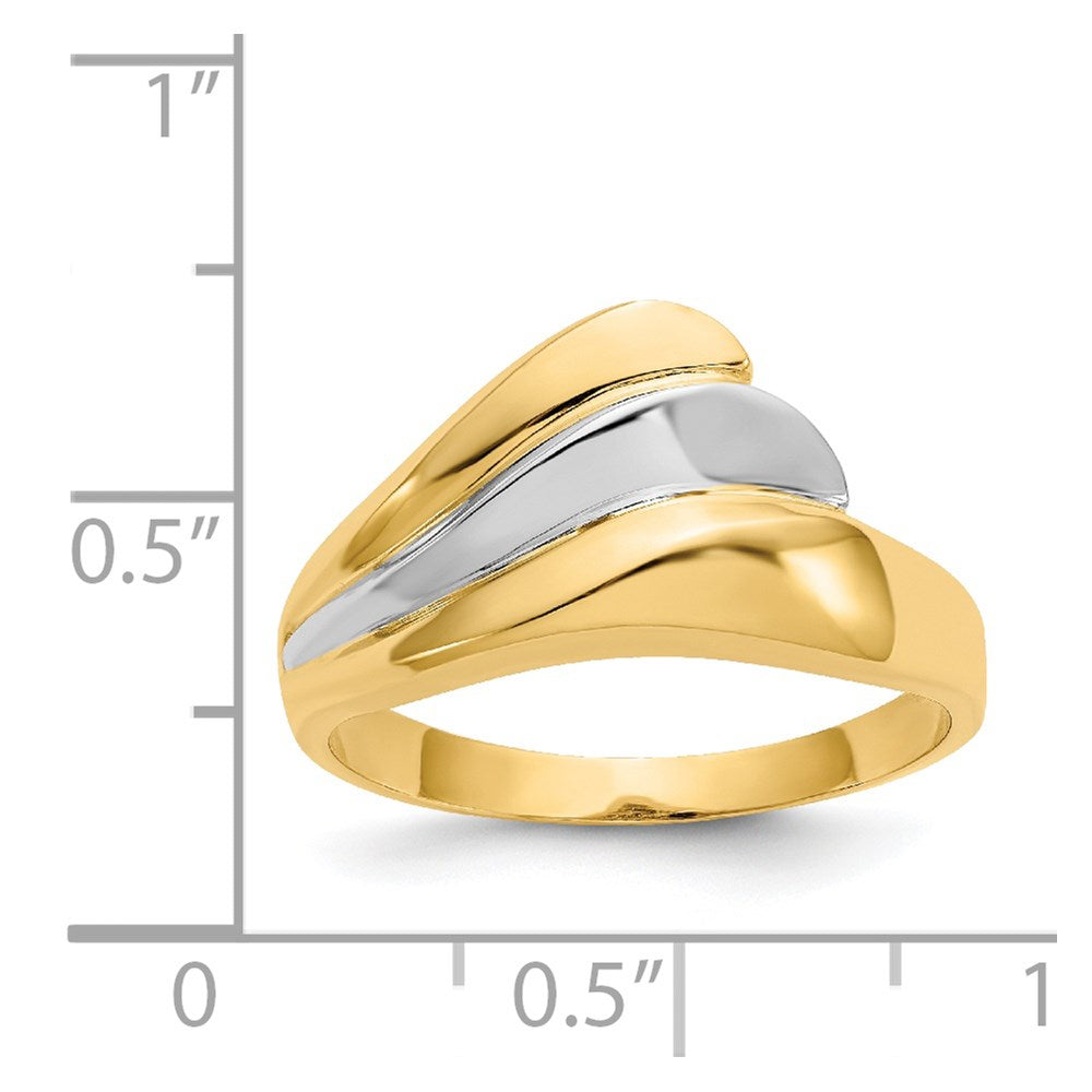 14k yellow gold w rhodium polished wave ring k1449