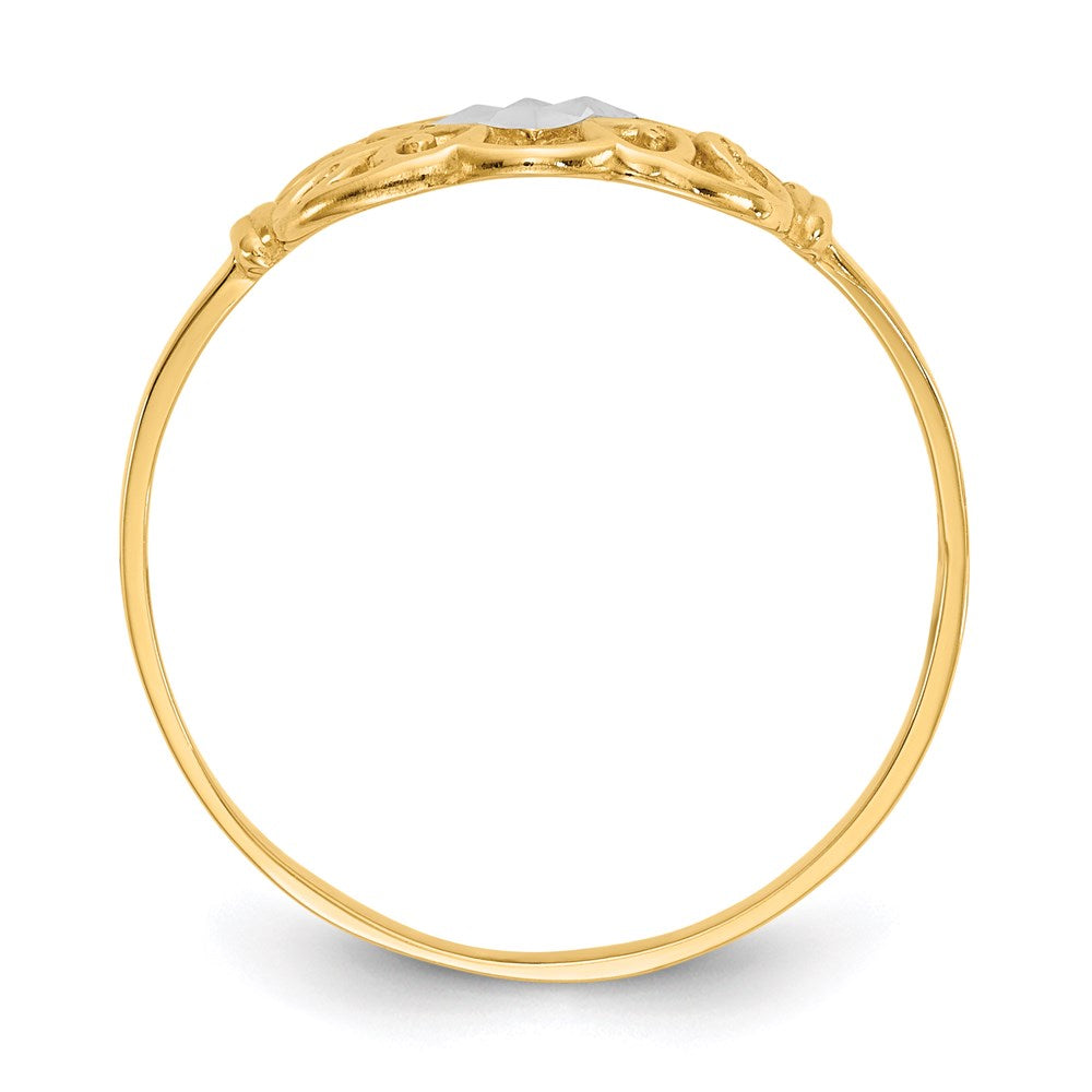 14k yellow gold w rhodium filigree ring k2051