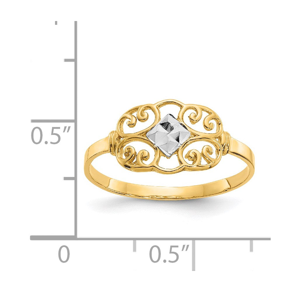 14k yellow gold w rhodium filigree ring k2051