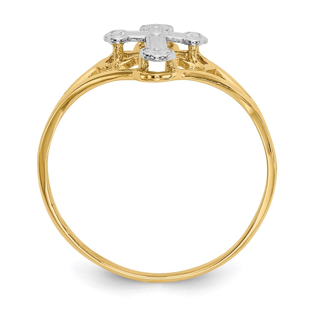 14k yellow gold w rhodium cross ring k2054