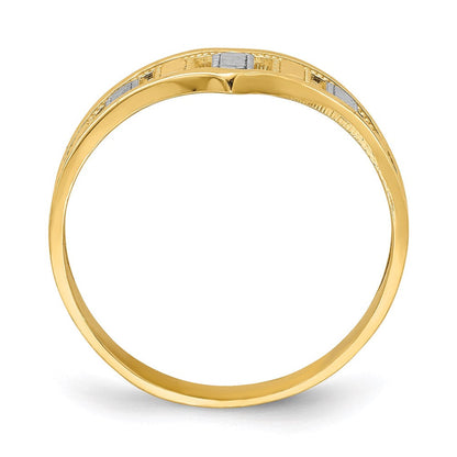 14k yellow gold w rhodium chevron w diamond cut stripes ring k2057