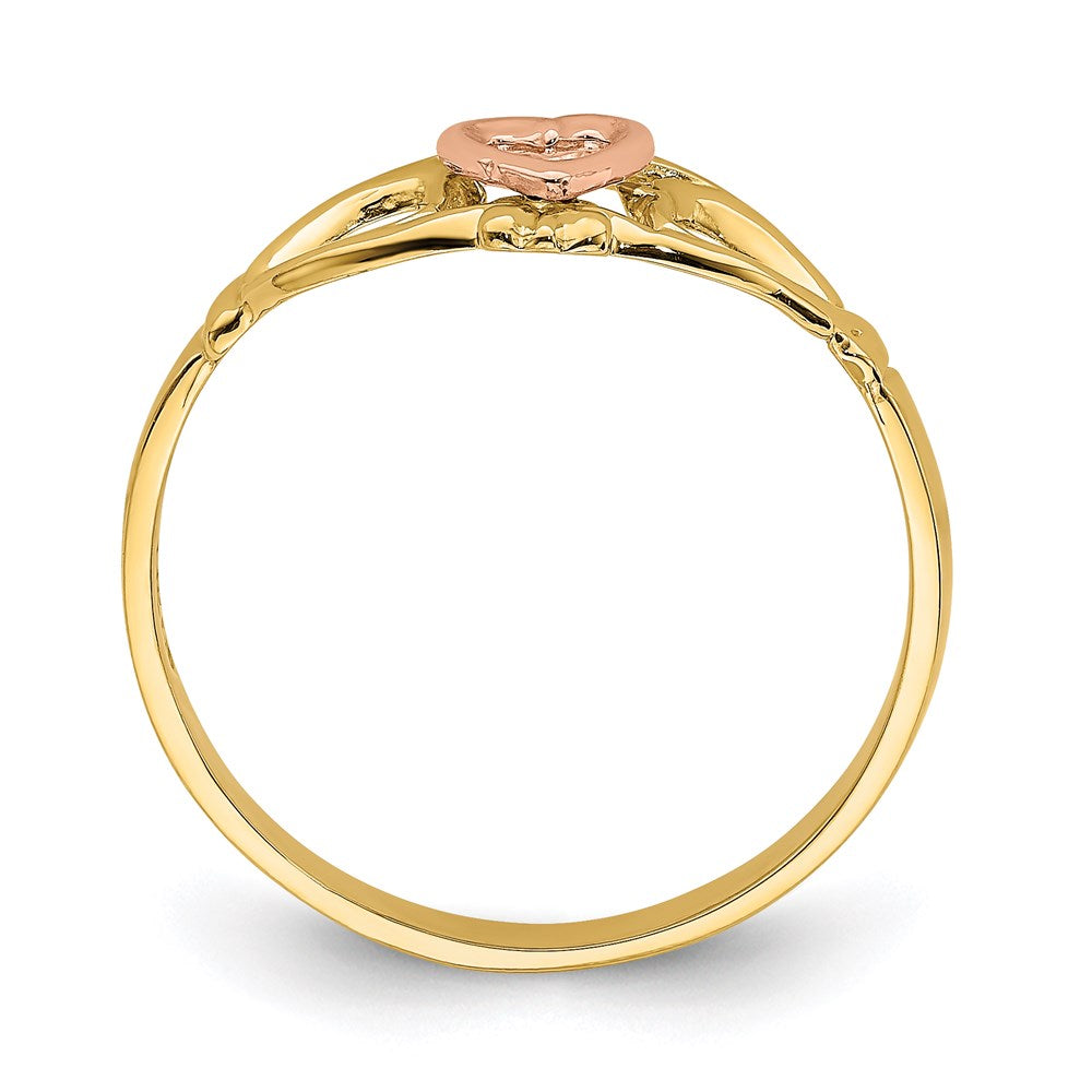 14k two tone gold heart ring k2074