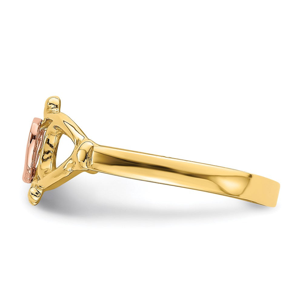 14k two tone gold heart ring k2074