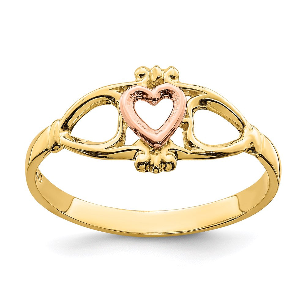 14k two tone gold heart ring k2074