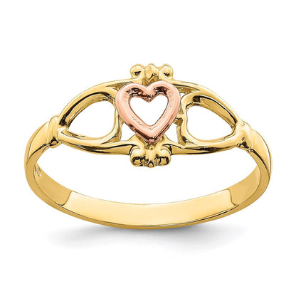 14k two tone gold heart ring k2074