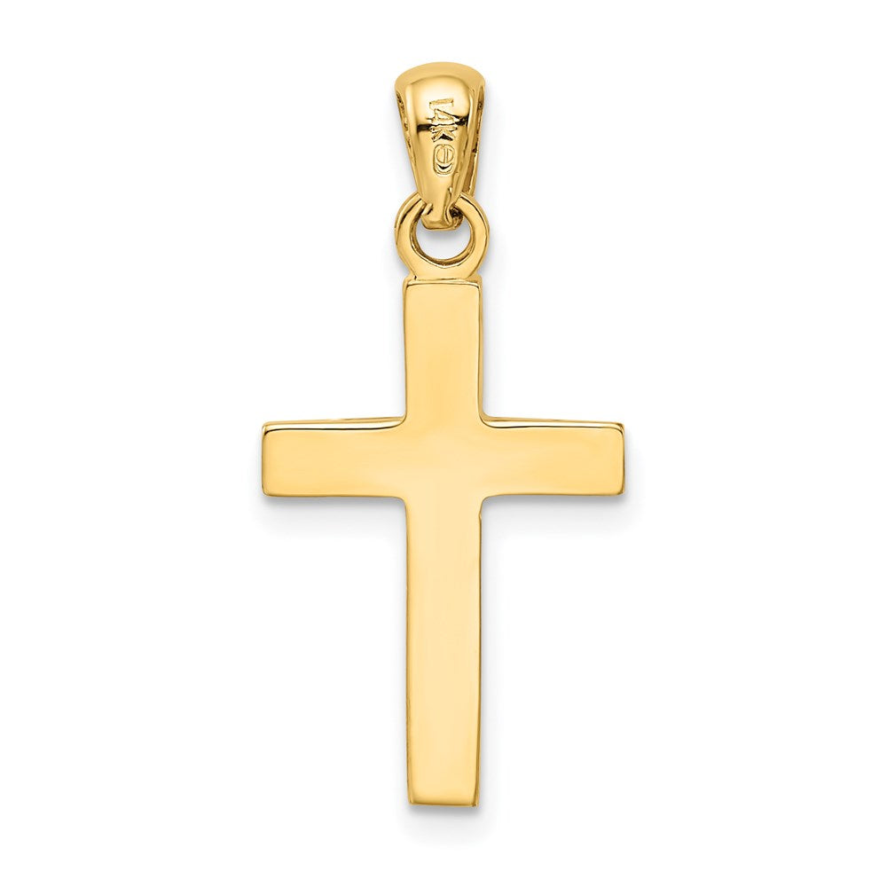 14k Yellow & Rhodium Gold w/Rhodium Cross Pendant