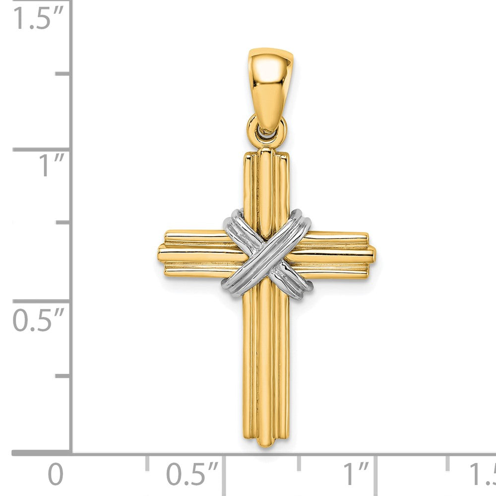 14k Yellow & Rhodium Gold w/Rhodium Passion Cross Pendant