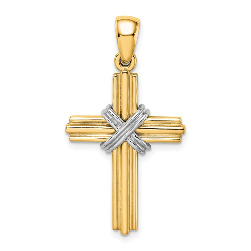 14k Yellow & Rhodium Gold w/Rhodium Passion Cross Pendant