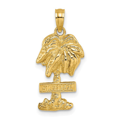 14k Yellow Gold ST. GEORGE Palm Tree Charm