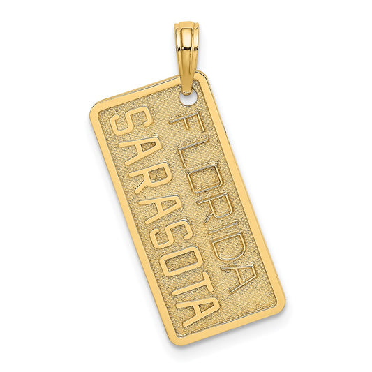 14k Yellow Gold FLORIDA SARASOTA License Plate Charm