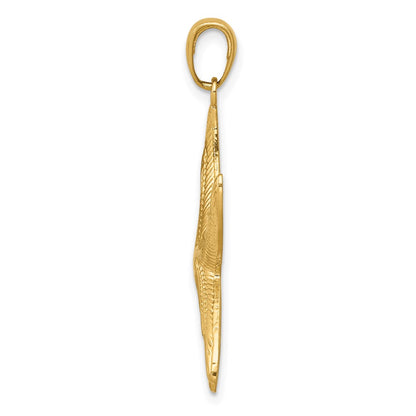 14k Yellow Gold Diamond-cut Starfish Pendant