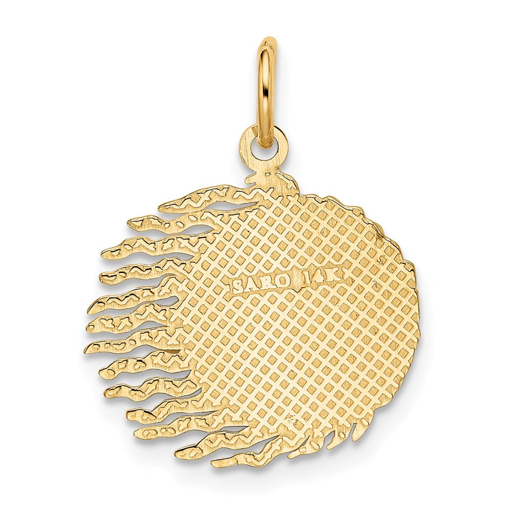 14k Yellow Gold Flaming Sun Charm