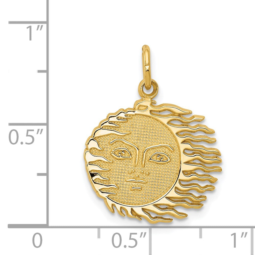 14k Yellow Gold Flaming Sun Charm