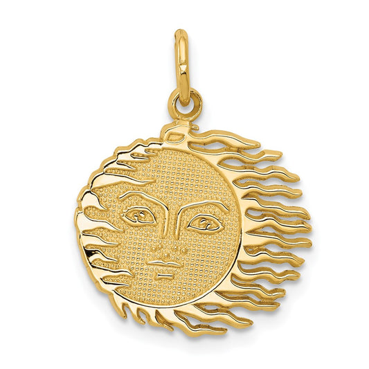 14k Yellow Gold Flaming Sun Charm