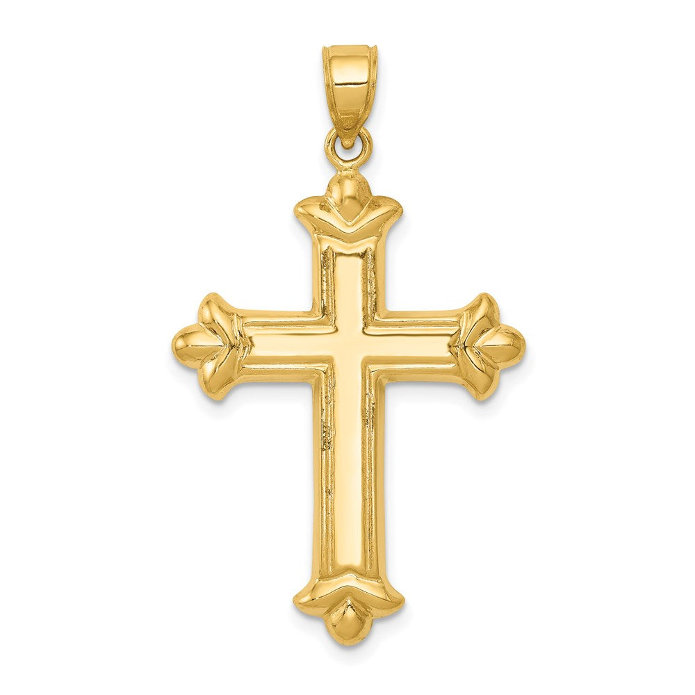 14k Yellow Gold Reversible Diamond-cut Cross Pendant