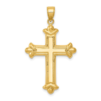 14k Yellow Gold Reversible Diamond-cut Cross Pendant