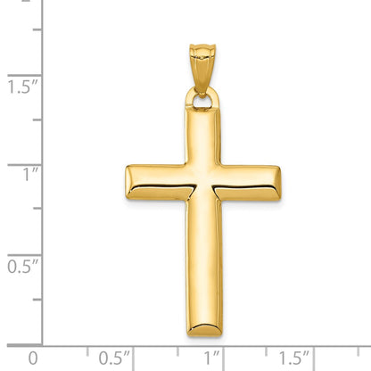 14k Yellow & Rhodium Gold W/Rhodium Reversible Yellow/White Cross Pendant