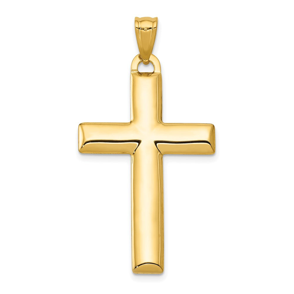 14k Yellow & Rhodium Gold W/Rhodium Reversible Yellow/White Cross Pendant
