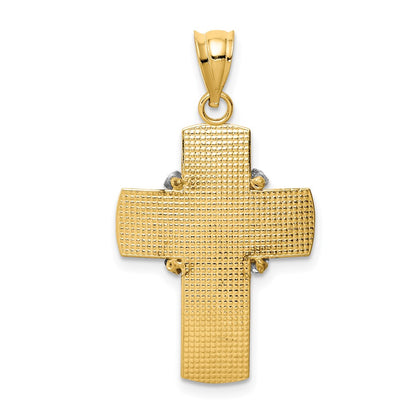 14k Two-tone Gold Diamond-cut Cross Pendant