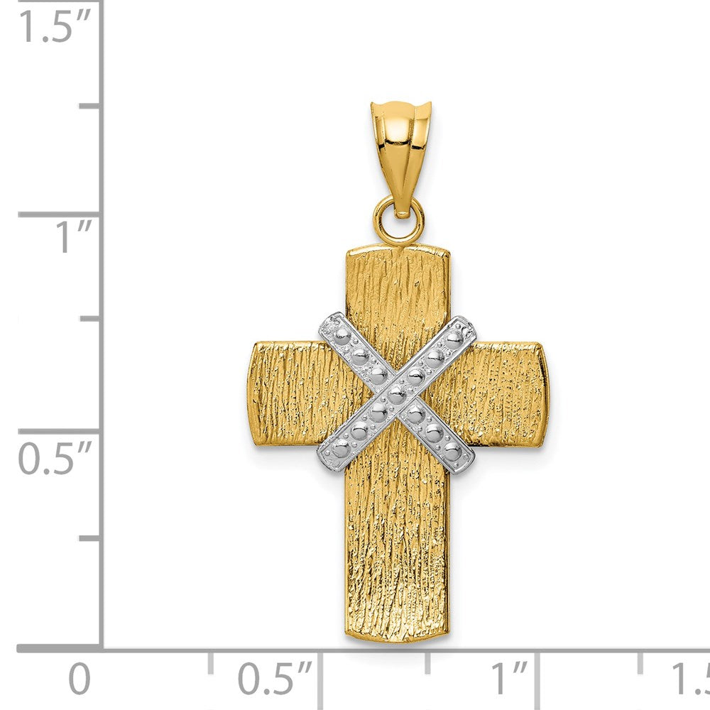 14k Two-tone Gold Diamond-cut Cross Pendant