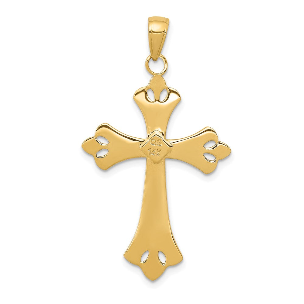 14k Yellow & Rhodium Gold w/Rhodium Textured Cross Pendant