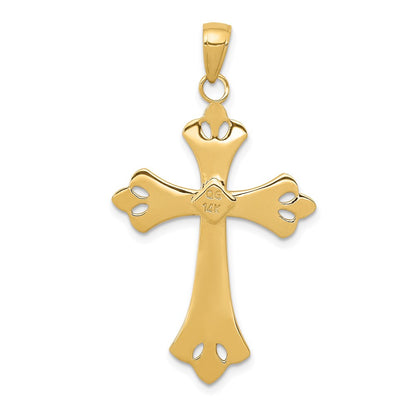 14k Yellow & Rhodium Gold w/Rhodium Textured Cross Pendant