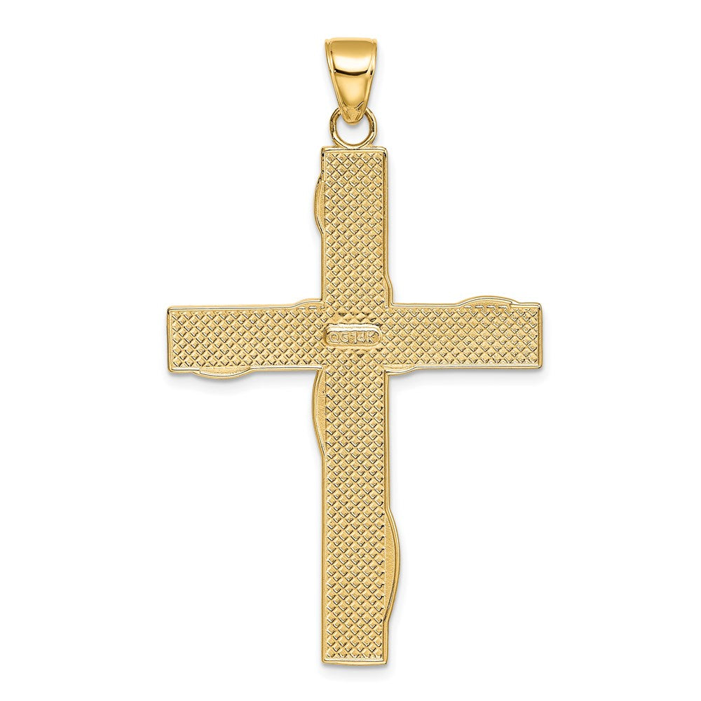 14k Yellow & Rhodium Gold w/Rhodium HOPE FAITH LOVE BELIEVE Cross Pendant