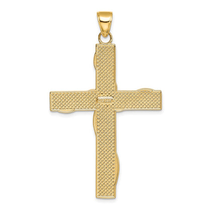 14k Yellow & Rhodium Gold w/Rhodium HOPE FAITH LOVE BELIEVE Cross Pendant