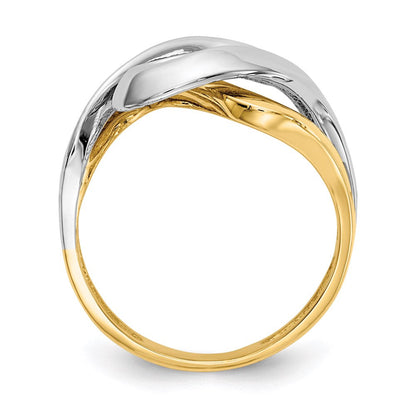 14k yellow gold w rhodium swirl ring k3858