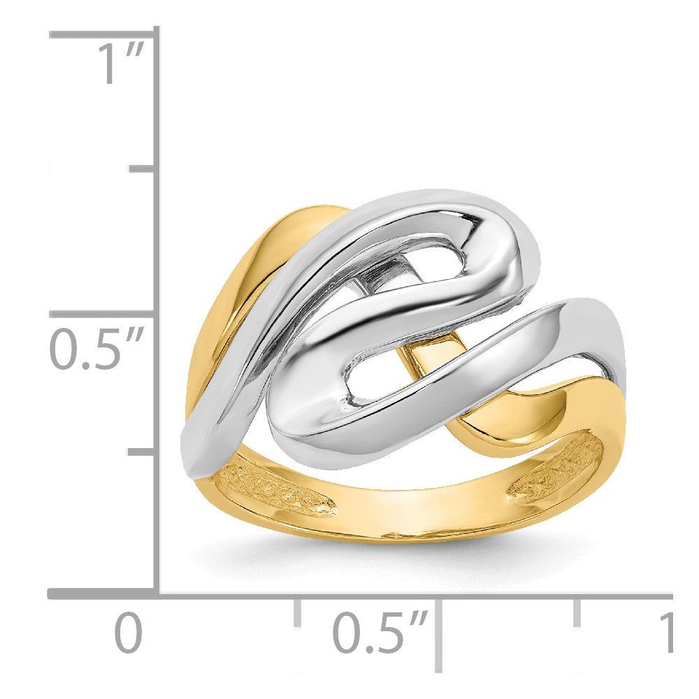 14k yellow gold w rhodium swirl ring k3858