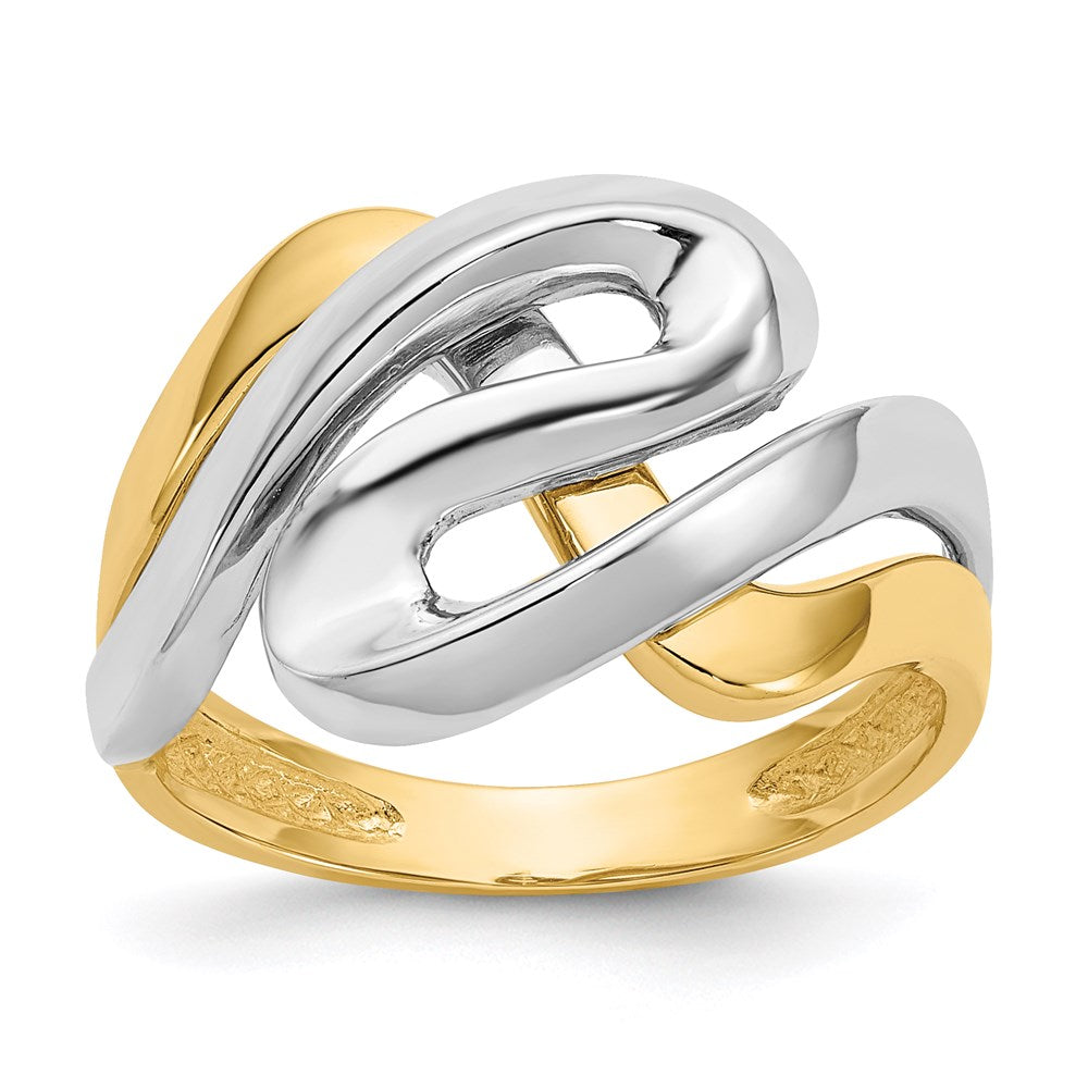 14k yellow gold w rhodium swirl ring k3858