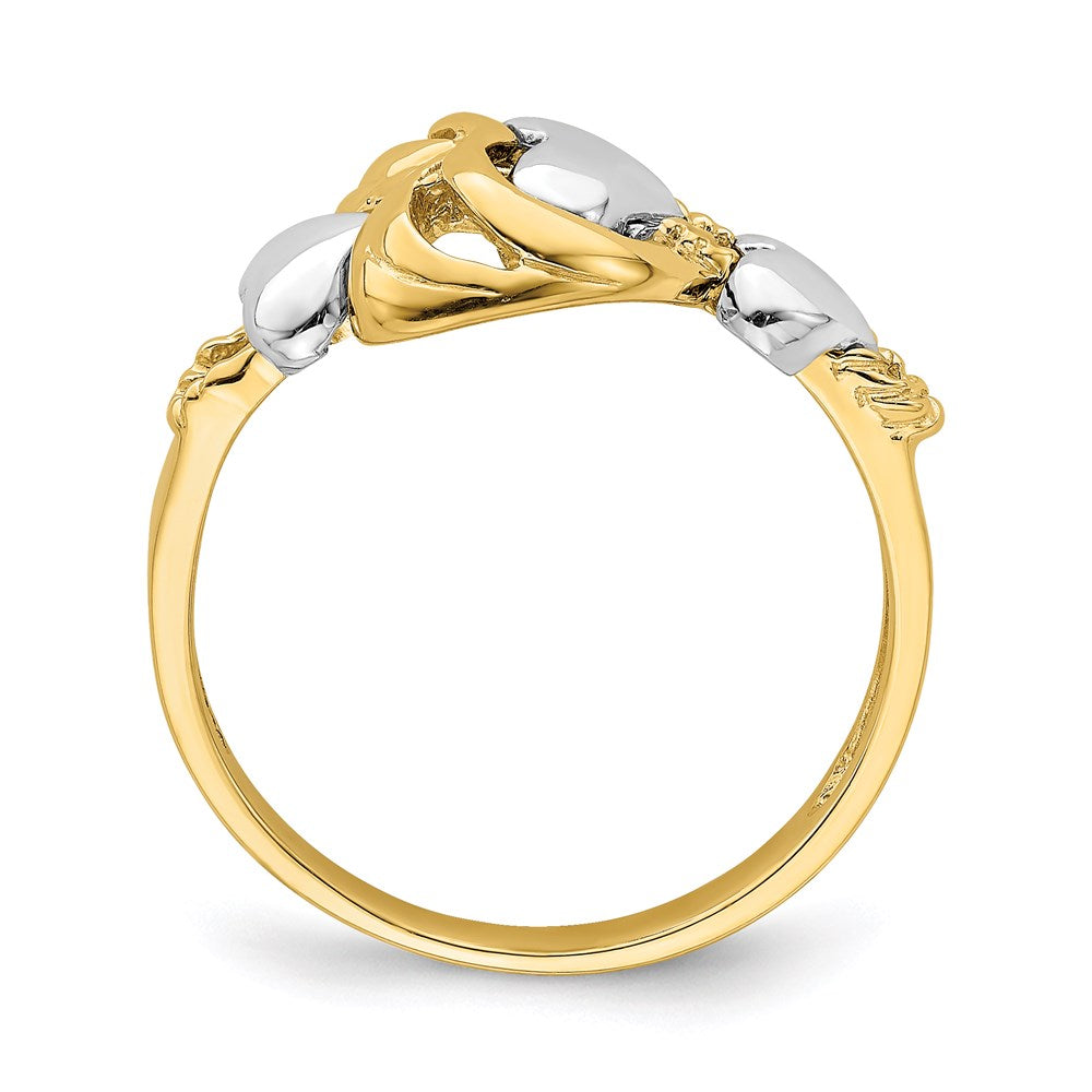 14k two tone gold hearts ring k3874