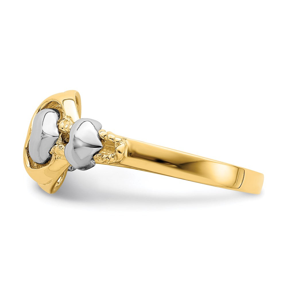 14k two tone gold hearts ring k3874