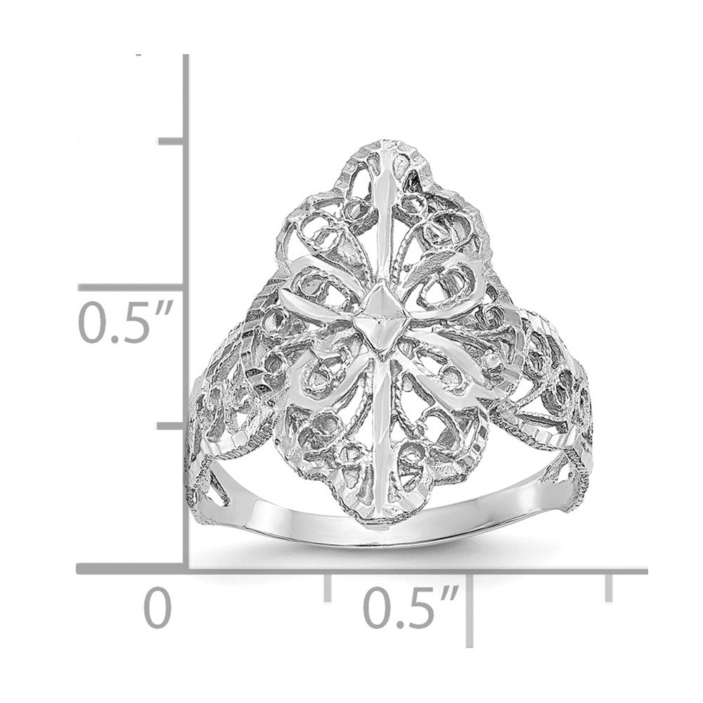 14k white gold real diamond cut filigree ring k3880w