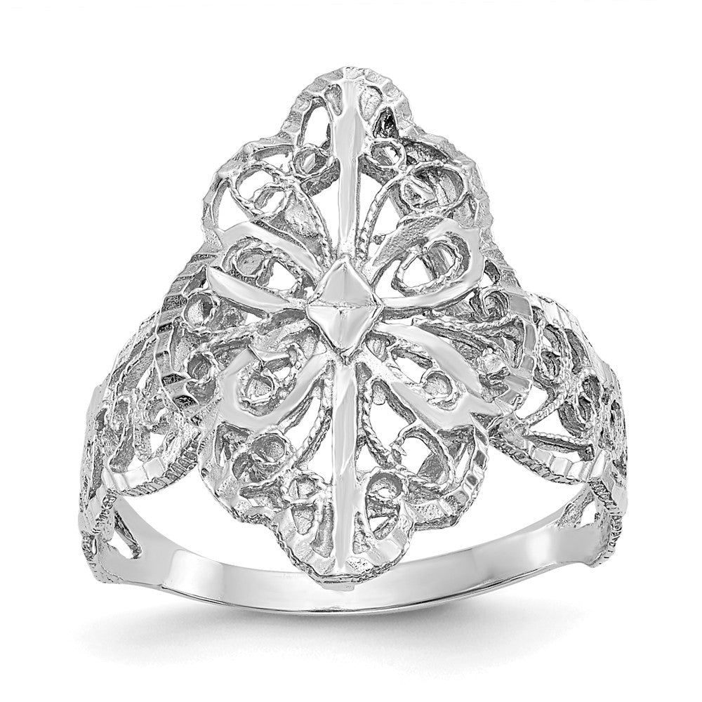 14k white gold real diamond cut filigree ring k3880w