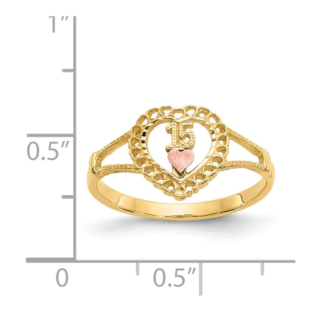 14k two tone gold 15 heart ring k3883